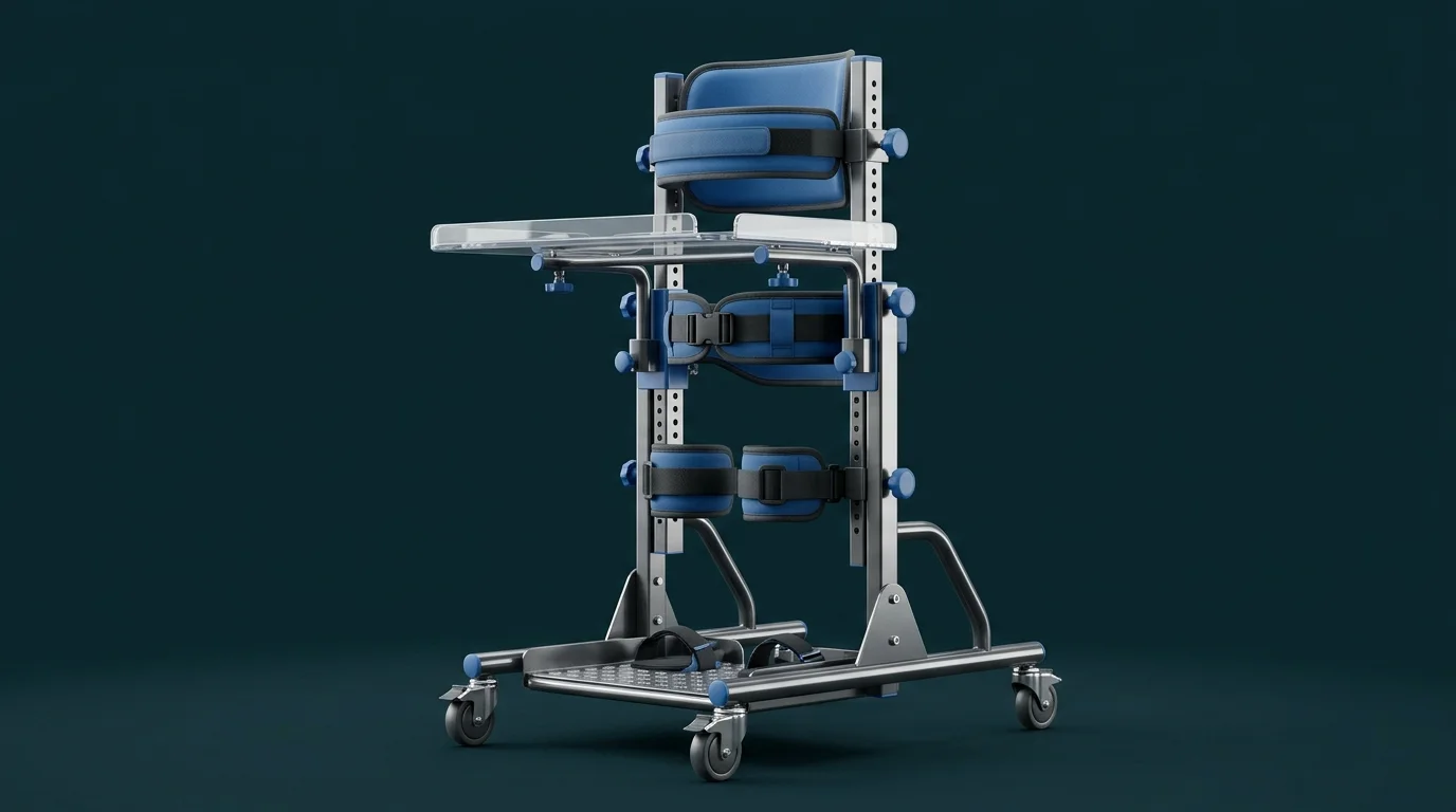 Ayakta Dik Durma Sehpası (Standing Frame) anatomisi ve 3D fizyoterapi biyomekaniği